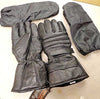 Motorcycle Men's Long soft leather raincover gloves with zipper thermal lined 