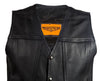 Men's Blk Motorcycle Club Leather vest with 2 Gun pockets 