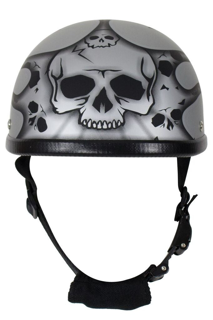 eagle matt motorcycle helmet Motorcycle Riding Eagle Matt Silver burning skull graphic design Helme – Leather Place