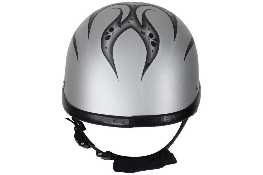 eagle matt motorcycle helmet Motorcycle Riding Eagle Matt Silver burning skull graphic design Helme – Leather Place