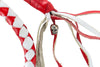Motorcycle 42" Red & White Braided Biker old school get back Leather whip 