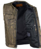 Men's Motorcycle Son of Anarcy Distressed Brn Collarless Leather vest 