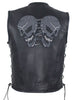 Men's Motorcycle Reflective Skull Leather blk vest w/2 gun pockets 