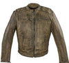 Men's motorcycle distressed brn leather jacket with 2 Gun pockets inside 